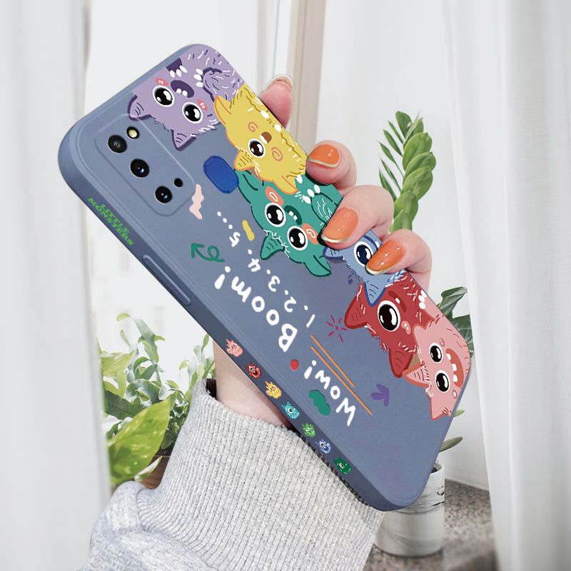AMORVOR for Samsung Galaxy M31 Back Cover Cute Cartoon Monsters Side design Soft Case Liquid Silicone Phone Cases