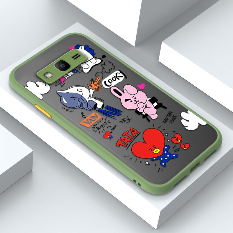 Jizetin for Samsung J2 Prime Cover BTS Animation Image Soft Edge Frosted Transparent Phone Case