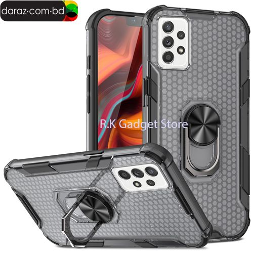 For Samsung Galaxy A52 / Galaxy A52S Honeycomb Armor Magnetic Ring Bracket Phone Case For Samsung A52 Back Cover - Phone - Camera