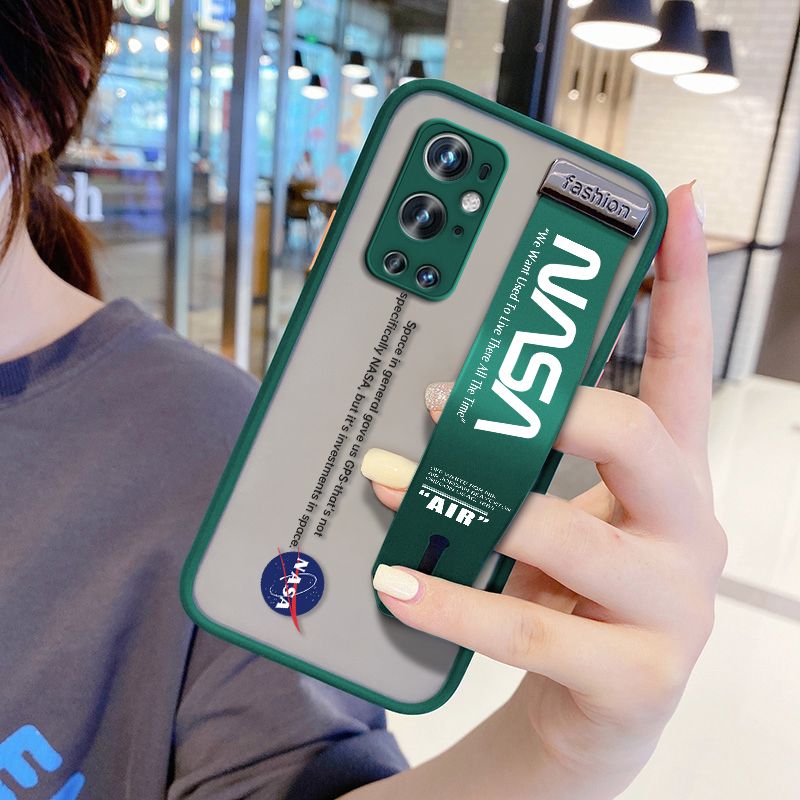 UCUC for OnePlus 9 Pro Wrist Strap Case Popular NASA Wristband Printing Cover Shockproof Frosted Phone Case