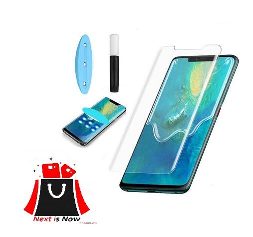 Huawei Mate 20 Pro UV Glue Adhesive Curved Edge to Edge Full Coverage Tempered Glass Protective Screen Guard-Transparen