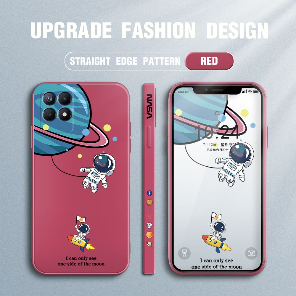FHKL for Realme 8I Back Cover Cartoon Astronaut Side design Soft Case Multicolor Liquid Silicone Phone Cases