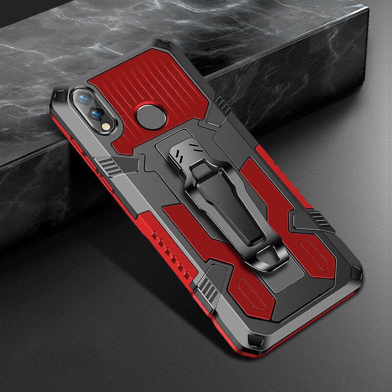 Shockproof Phone Case For Xiaomi Redmi Note 7 Pro Rugged Armor Aluminum Magnetic Stand Metal Anti-fall Cover