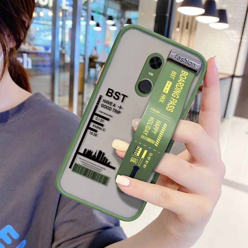UCUC for Xiaomi Redmi 5 Plus Wrist Strap Case Creative Printing City Landscape Wristband Printing Cover Shockproof Frosted Phone Case