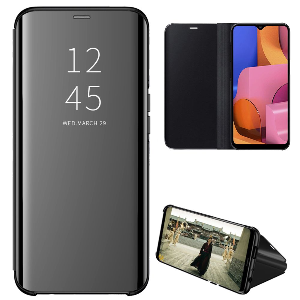 Smart Mirror Flip Phone Case For Samsung Galaxy A20S View PU Leather Stand Protective Cover