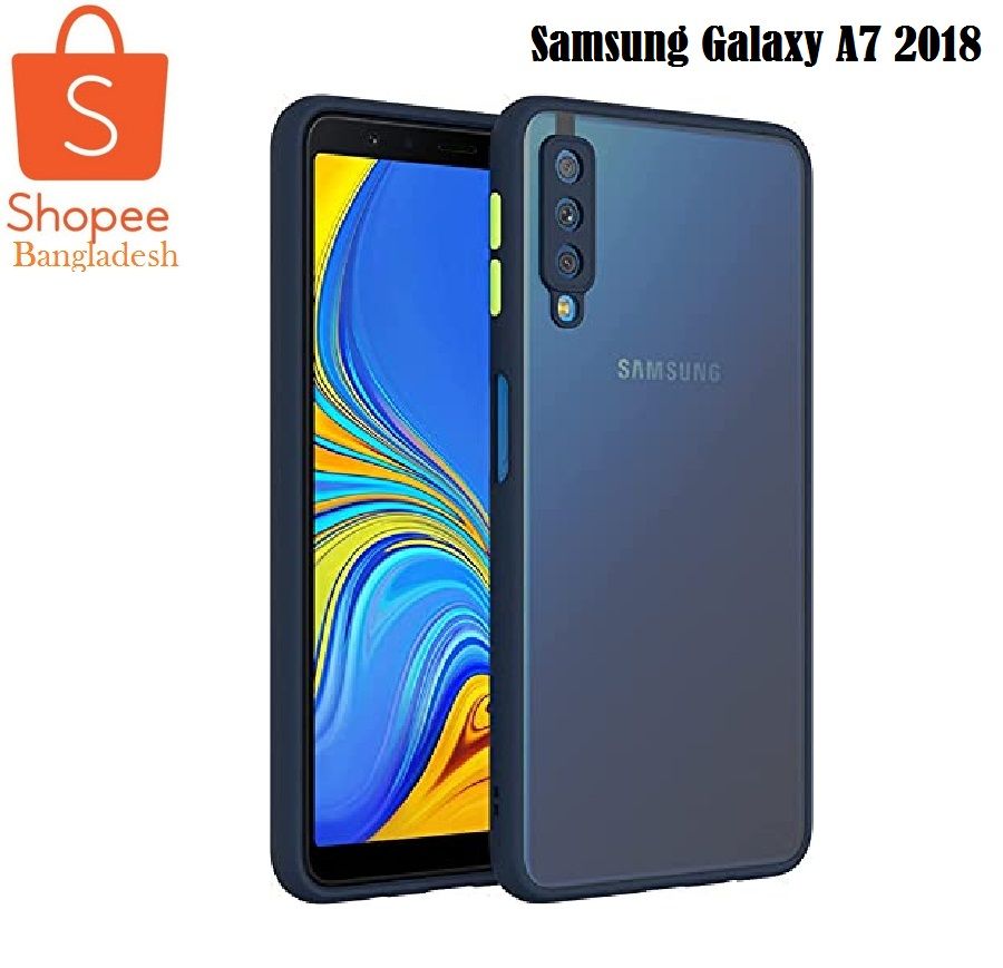 Samsung Galaxy A7 2018 Luxury Translucent SmokY Translucent Hard Matte Case with Soft Edges, Shockproof Smooth Matte Feel Case Cover - মোবাইল ফোন - Phone - Camera