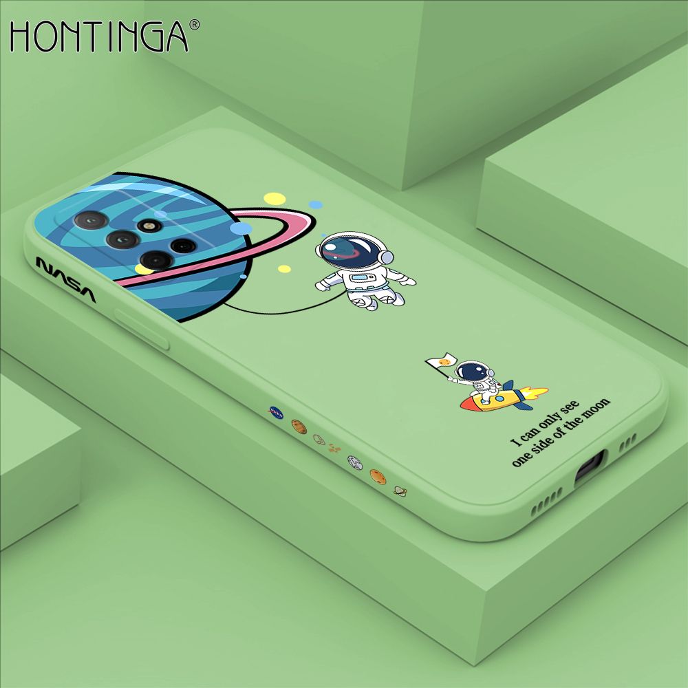 Hontinga for Honor 30S Case Cartoon Astronaut Side Design Back Cover Soft Square Edge Liquid Silicone Phone Cases
