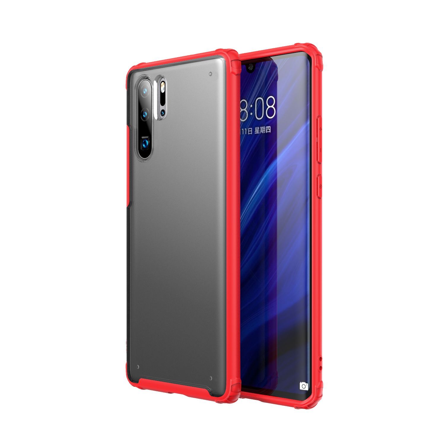 Yfashion For HUAWEI P30 Pro Case PC Matte Bottom PU Soft Edge Cover Shockproof Mobile Phone Cover