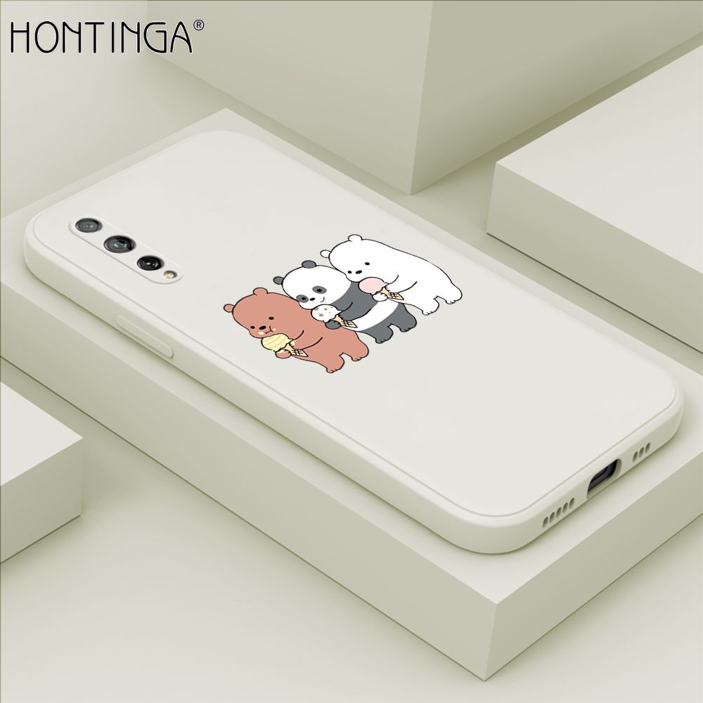 Hontinga for Huawei Y8P Case Cute Cartoon Bear  Phone Case Soft Square Edge Silicone Cases Full Lens Cover Shockproof Protection Cover