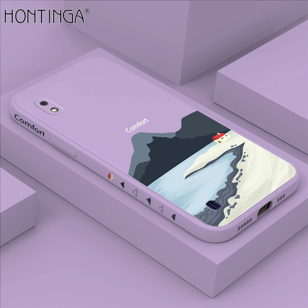 Hontinga for Samsung A10 Case Side Design New Mount Back Cover Soft Square Edge Pattern Liquid Silicone Trend Phone Cases