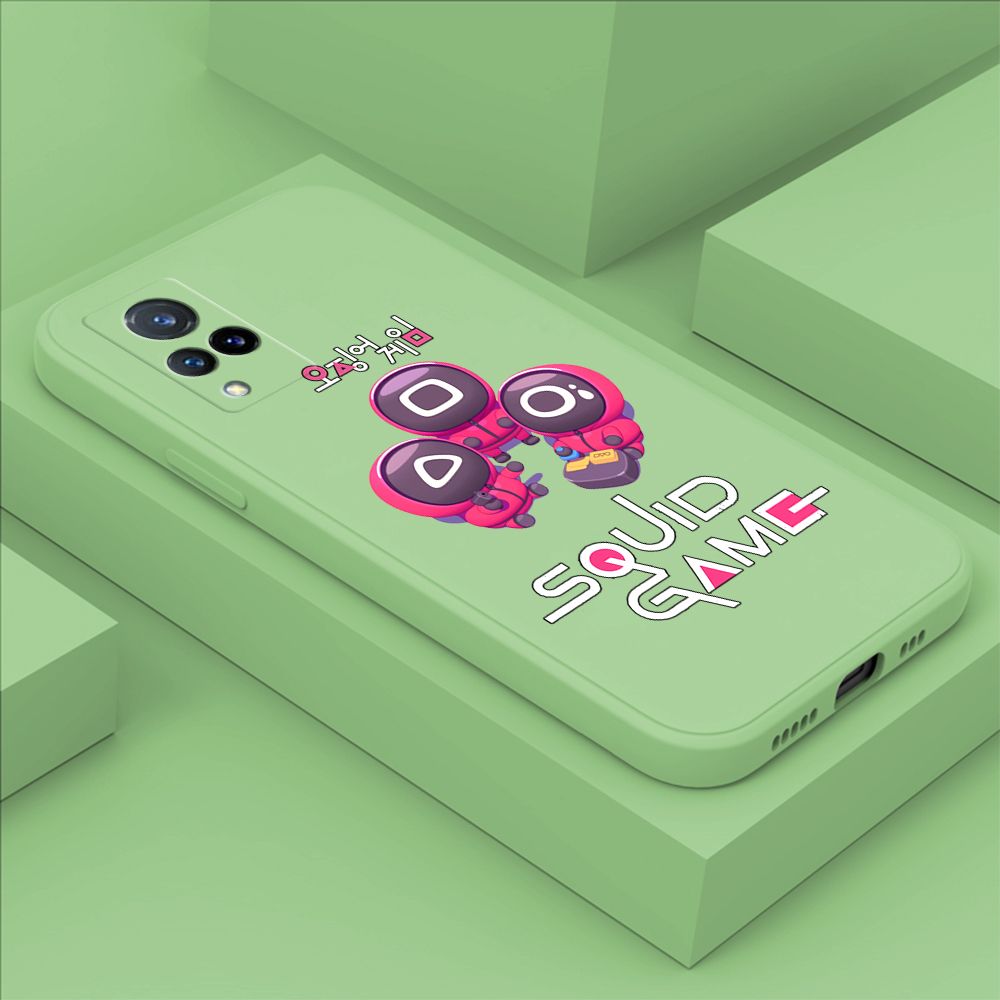 ZeroQiQi for Vivo V21 5G Case Cute Cartoon Cute Squid Character Phone Cover Square Liquid Silicone Shockproof Phone Protective Case