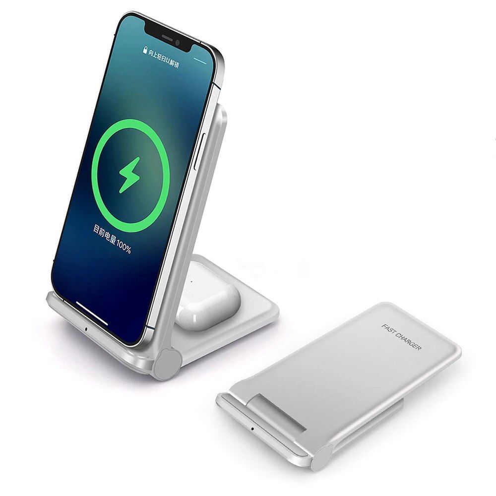 2 in 1 20W Qi Wireless Charger Dock for Samsung S21 S20 S10 Fast Charging Stand Pad For IPhone 12 11 XS XR X 8 Airpods Pro