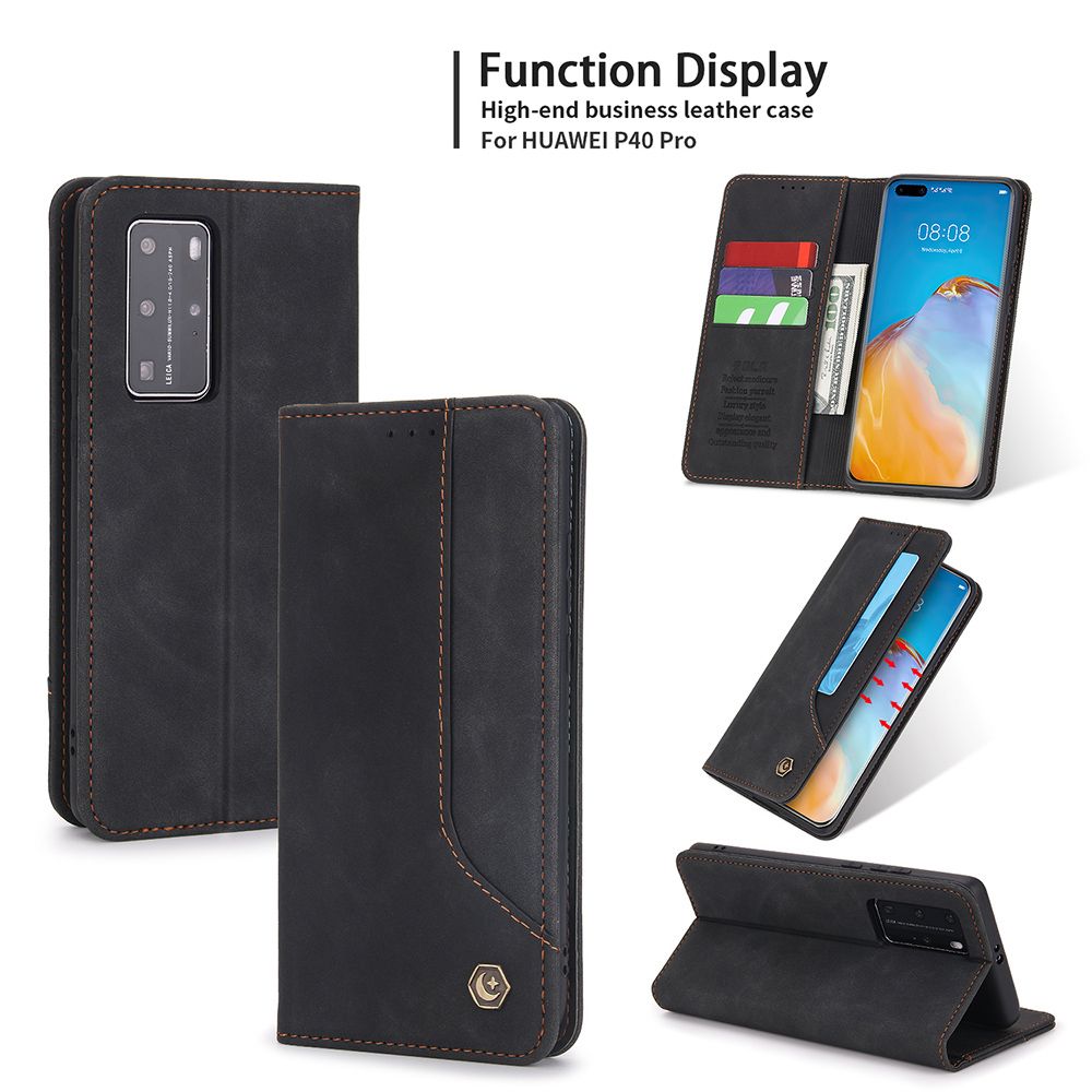 Case For Huawei P40 Pro Phone Case Premium Retro Leather Magnetic Card Wallet Holder Case Shockproof TPU Inner Flip Stand Cover