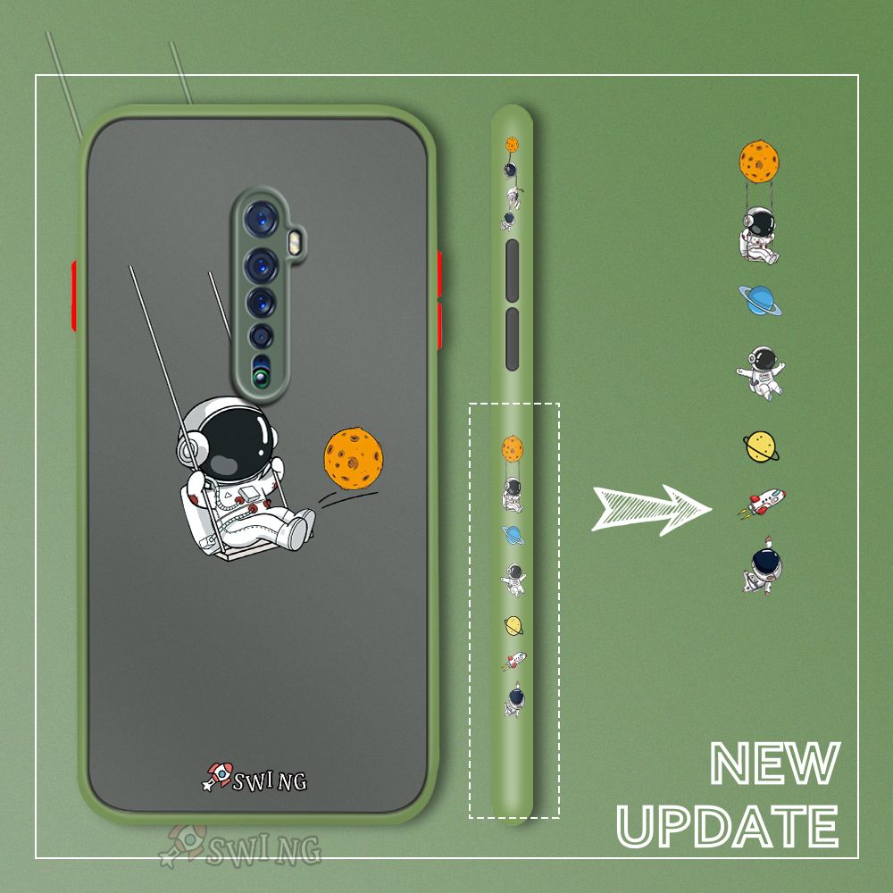 UCUC for OPPO Reno2 Back Cover Swing Astronaut Side Printed Design Phone Case Ultra Thin Frosted Cover Shockproof Phone Cover