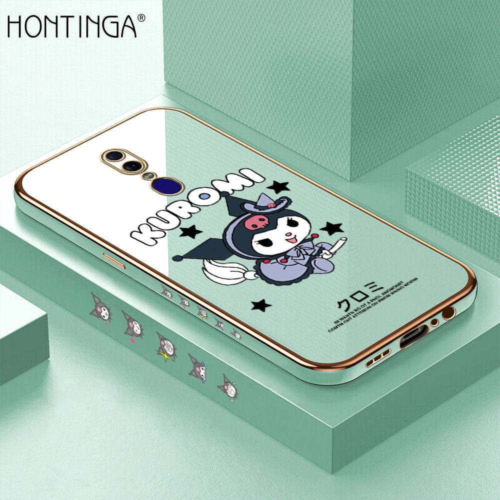 Hontinga for OPPO F11 Luxury 6D Plating Soft Casing Silicone Square Frame Phone Case Shiny Bling Back Cover Cute Cartoon Anime Characters Case