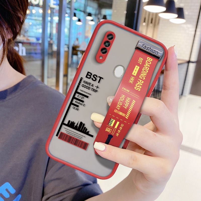 UCUC for OPPO A31 2020 Wrist Strap Case Creative Printing City Landscape Wristband Printing Cover Shockproof Frosted Phone Case
