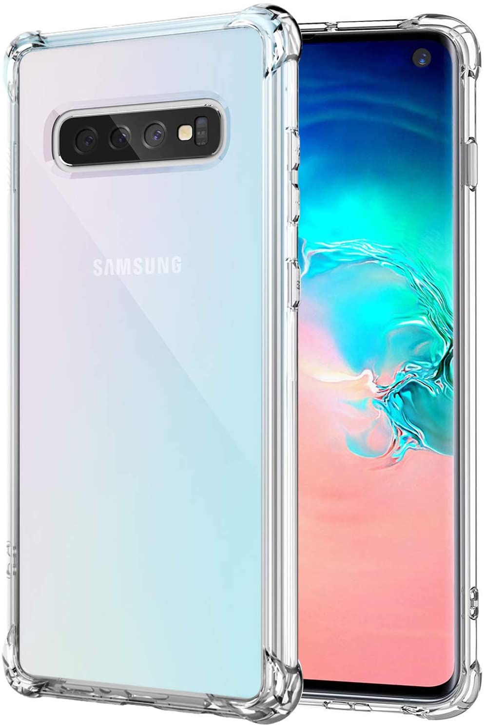 For "Samsung Galaxy S10 Plus" Silicone Shock Proof Hard Back Soft Air Corner Bumper Anti-Scratch Cover Case for "Samsung Galaxy S10 Plus" (Transparent cover)