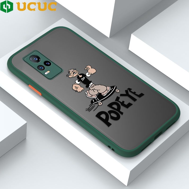 UCUC for Vivo V21E / Y73 2021 Back Cover Popeye Frosted Transparent Hard Phone Case Thin Shockproof Full Cover Camera Protect Case
