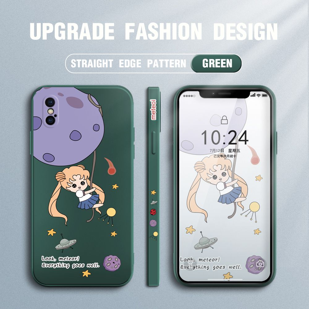 UCUC for iPhone XS MAX Back Cover Beauty Warrior Ultra Thin Soft Luxury Square Multicolor Liquid Silicone Phone Case