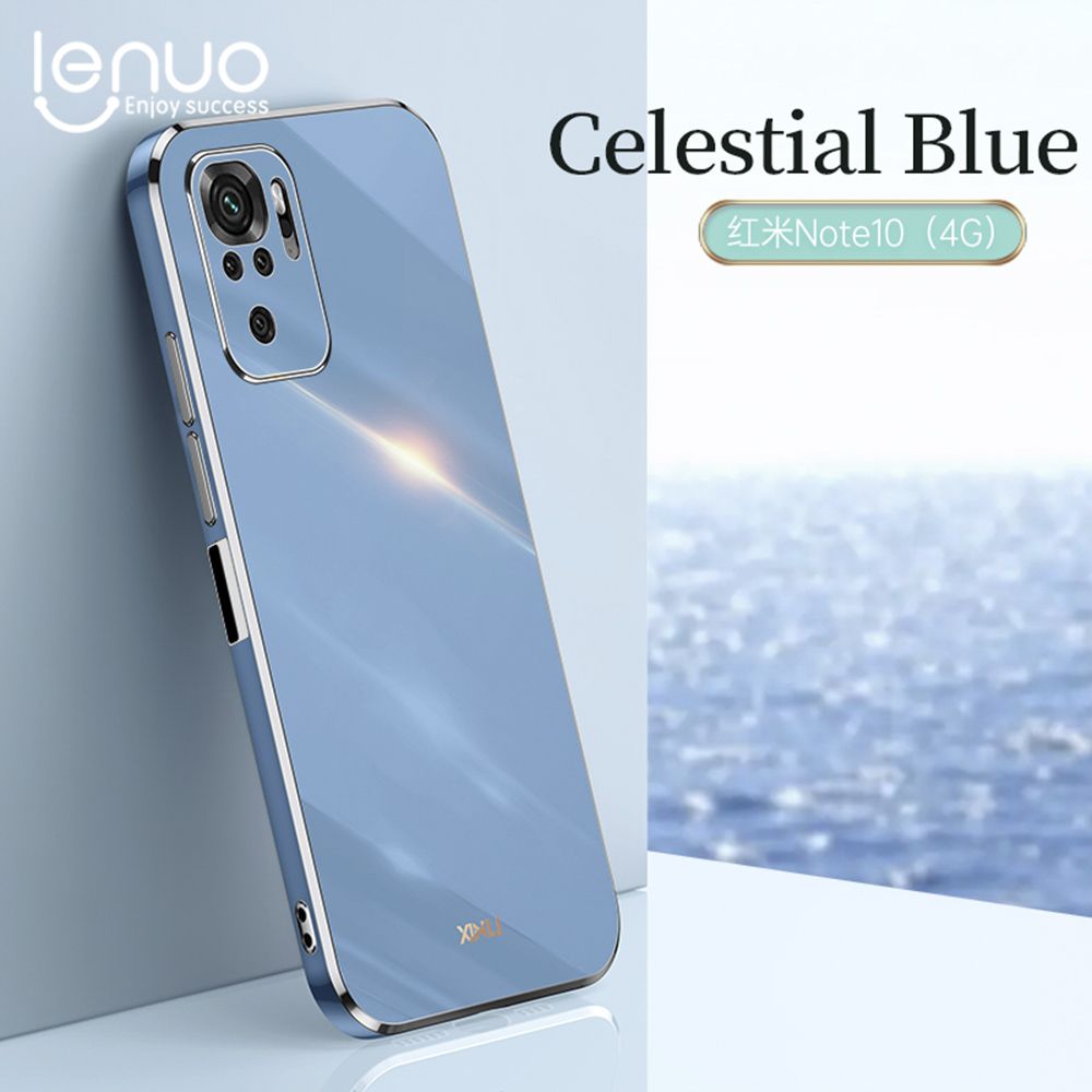 Lenuo Luxury 6D Plating Soft Casing Silicone Square Frame Phone Case For Xiaomi Redmi Note 10 4G / Redmi Note 10S / Poco M5s Phone Case Shiny Bling Back Cover Coque