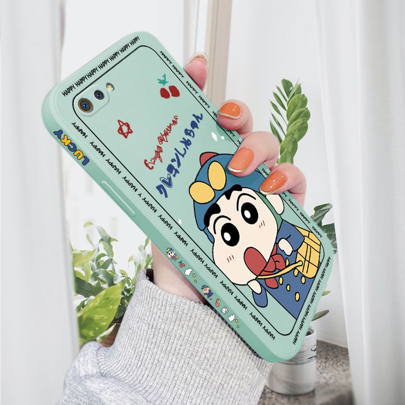 AMORVOR for Realme C2 Back Cover Cartoon Shin-chan Action Kamen Side design Soft Case Liquid Silicone Phone Cases