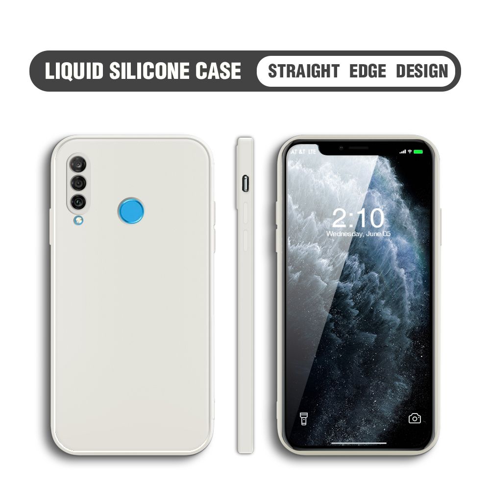 Hontinga for Huawei P30 Lite / Nova 4E Case Simple Candy Color Back Cover Square Edge Pattern Liquid Silicone Phone Cases