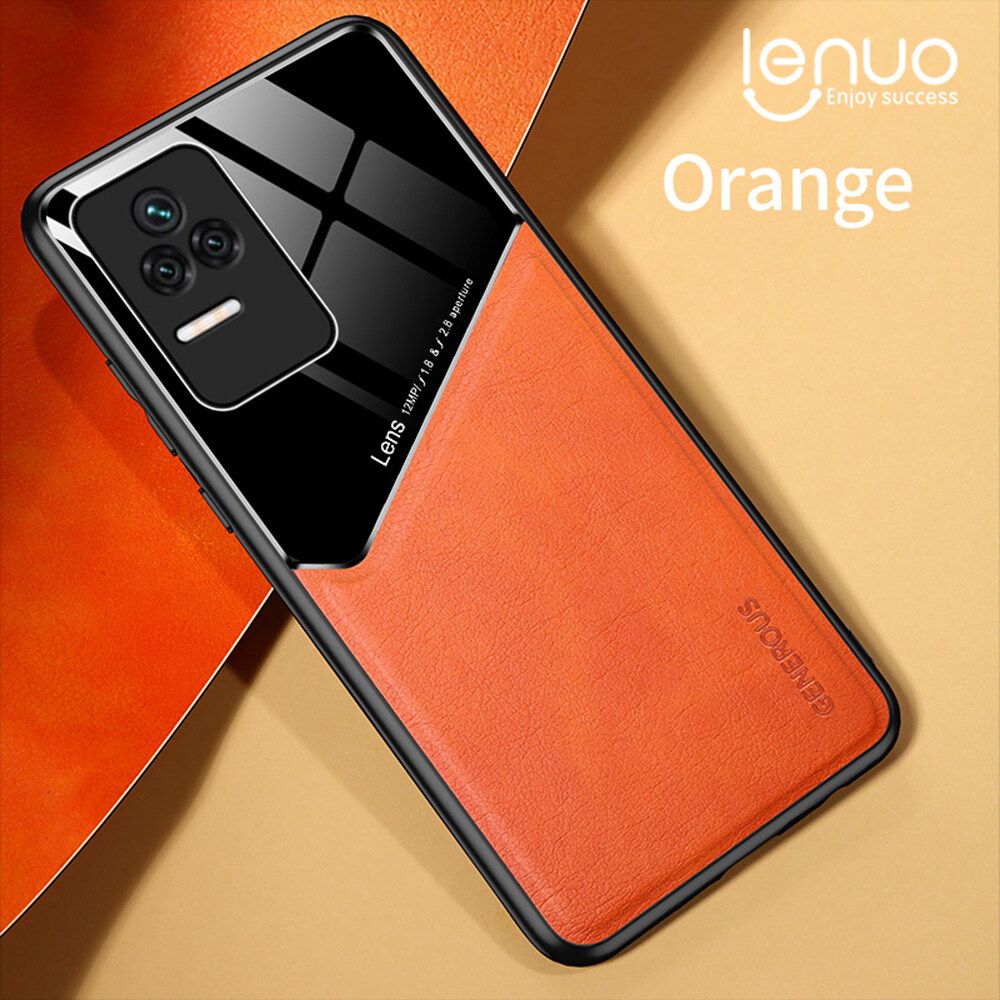 Lenuo For Xiaomi Redmi K50 Pro Case Leather Texture Car Magnetic Holder Back Cover Soft Silicon Frame Shockproof Coque Casing
