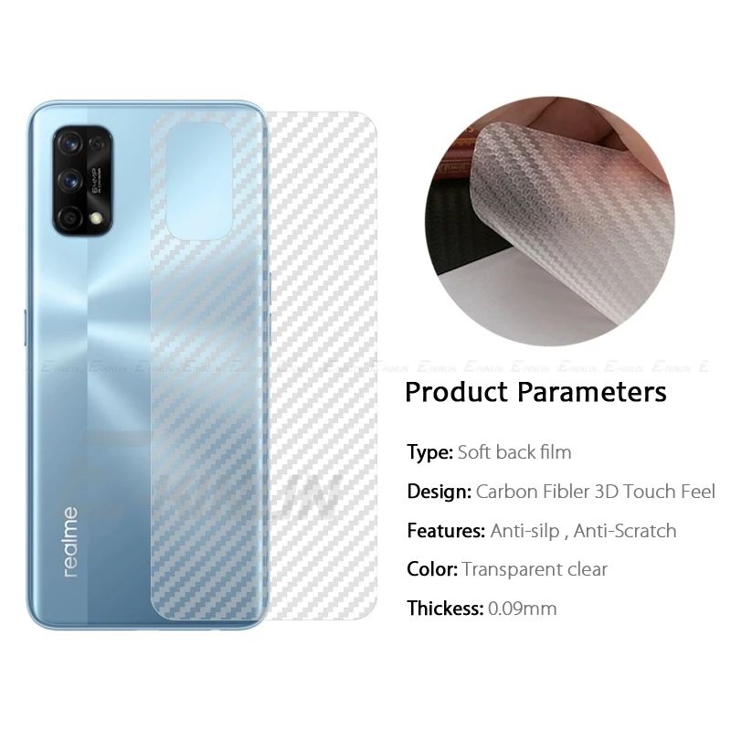 Realme 7 Pro 3D Carbon Fiber Back Cover Screen Protector Sticker Protective Film No Glass
