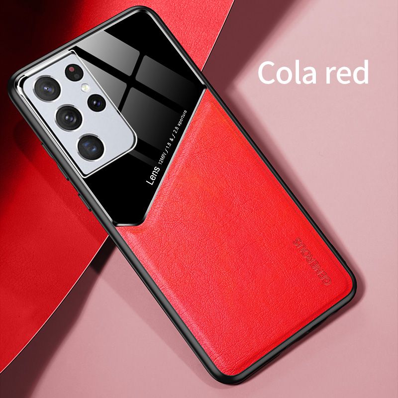 Lereach for Samsung Galaxy S21 Ultra Case Leather Car Magnetic Silicone Frame Shockproof Cover