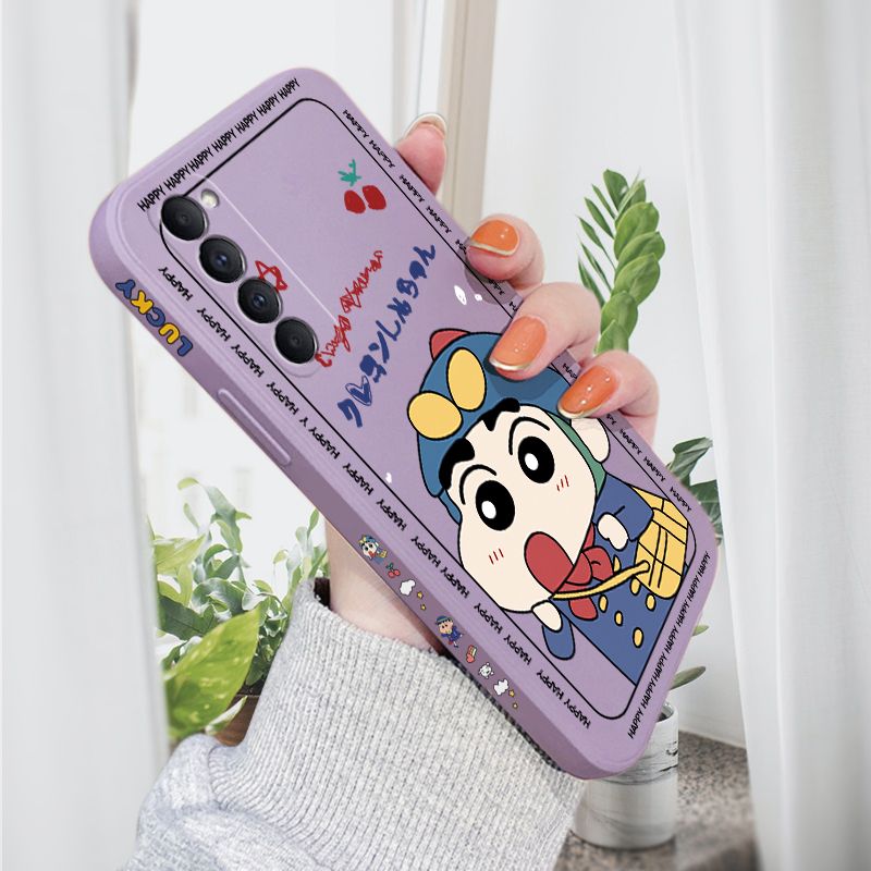 AMORVOR for OPPO Reno4 Pro Back Cover Cartoon Shin-chan Action Kamen Side design Soft Case Liquid Silicone Phone Cases