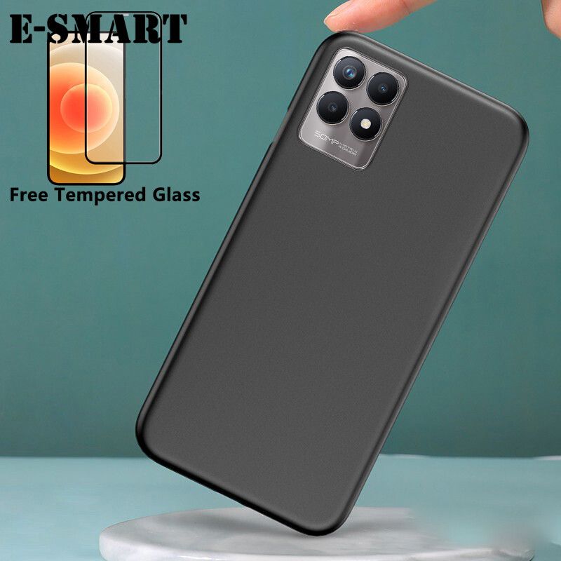 Phone Case Realme Narzo 50 Soft Back Cover + Free Tempered Glass Screen Protector Matte Silicone Realme Narzo50 Case