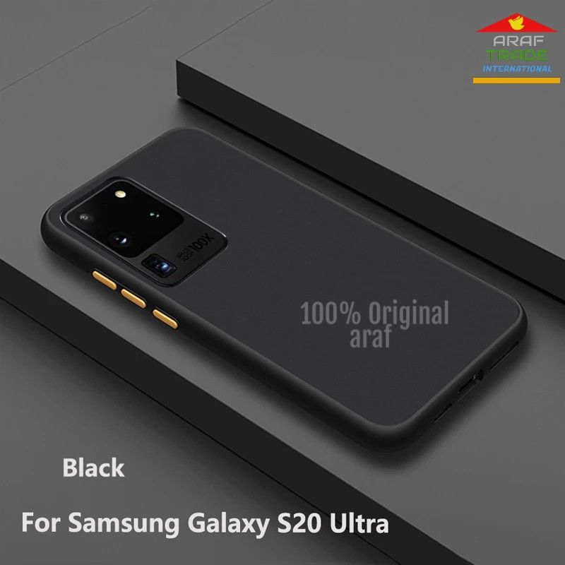 Samsung Galaxy S20 Ultra / Galaxy S20 Ultra 5G  Case Matte Shockproof Contrast Color Hit Button Hard Silicone Transparent Back Cover