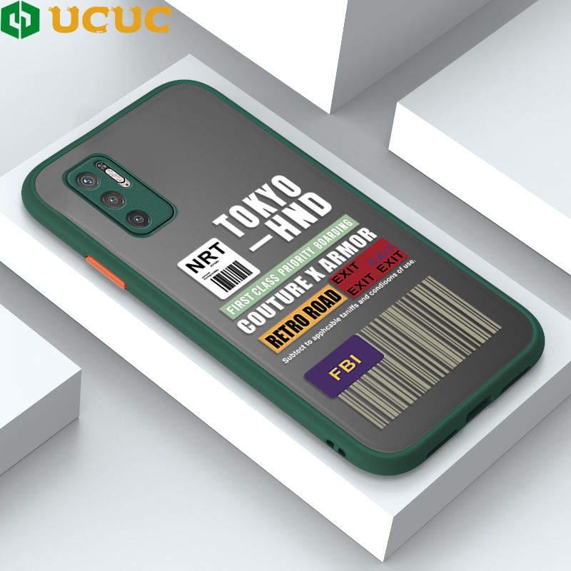 UCUC for Xiaomi Poco M3 Pro / Redmi Note 10 5G Back Cover FBI Sticker Frosted Transparent Hard Phone Case Thin Shockproof Full Cover Camera Protect Case