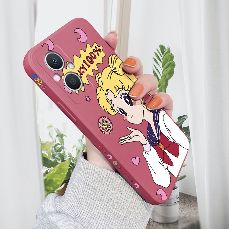 AMORVOR for OPPO A96 5G/Reno7 Z 5G Back Cover Anime Super Sailor Moon Side design Soft Case Liquid Silicone Phone Cases