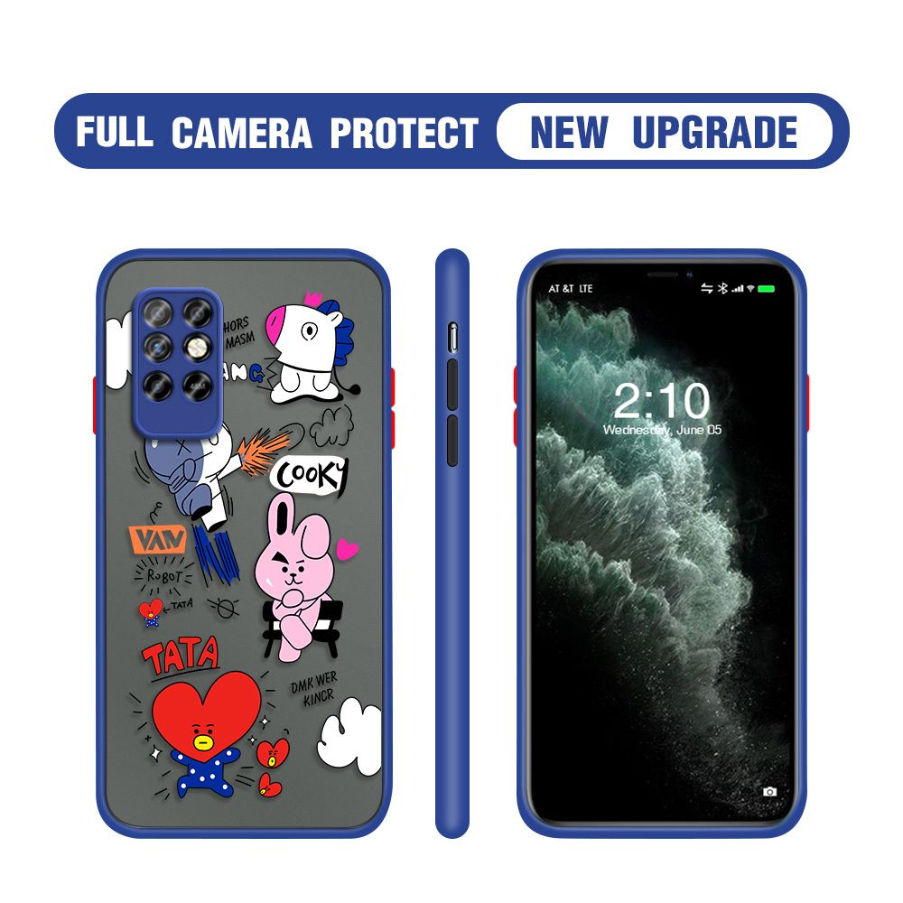 Hontinga for Infinix Note 8i Case Cute Cartoon Camera Shockproof Protection Cases Edge Frosted Transparent Phone Cover