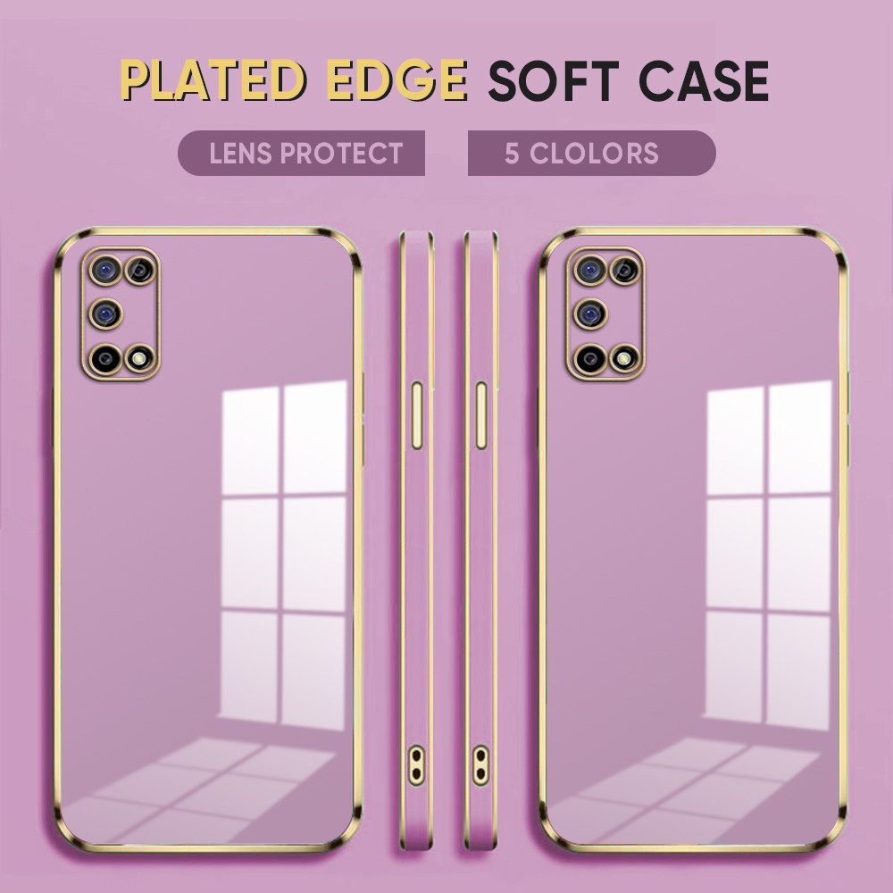Luxury 6D Plating Case for Realme 7 5G Soft Silicone Square Frame Back Cover Shiny Bling Phone Cases