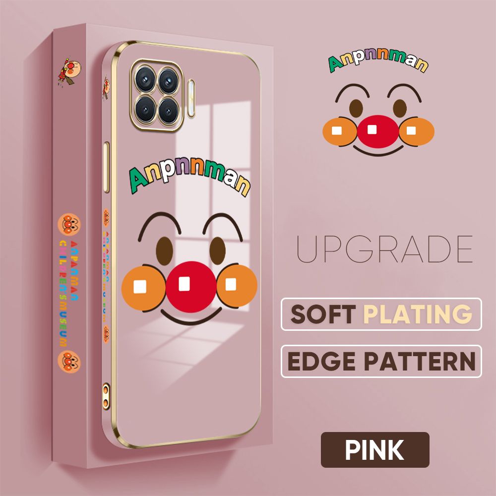 TA for OPPO F17 Pro / A93 2020 / Reno4 F Back Cover + Free Lanyard Bread Superman Luxury 6D Plating Case Side Pattern Soft Silicone Square Phone Cases