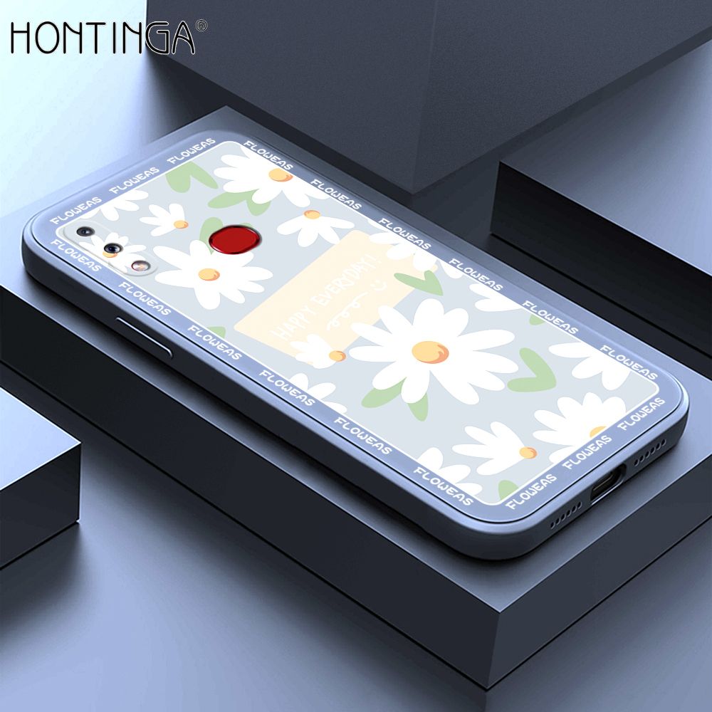 Hontinga for Samsung A10S Case Beautiful Daisy Flower Phone Case Phone Case Soft Square Edge Silicone Cases Full Lens Cover Shockproof Protection Cover