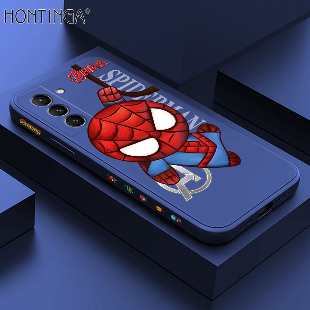 Hontinga for Samsung S21 Plus 5G Case Side Design Cartoon Little Spider Back Cover Soft Square Edge Pattern Liquid Silicone Trend Phone Cases