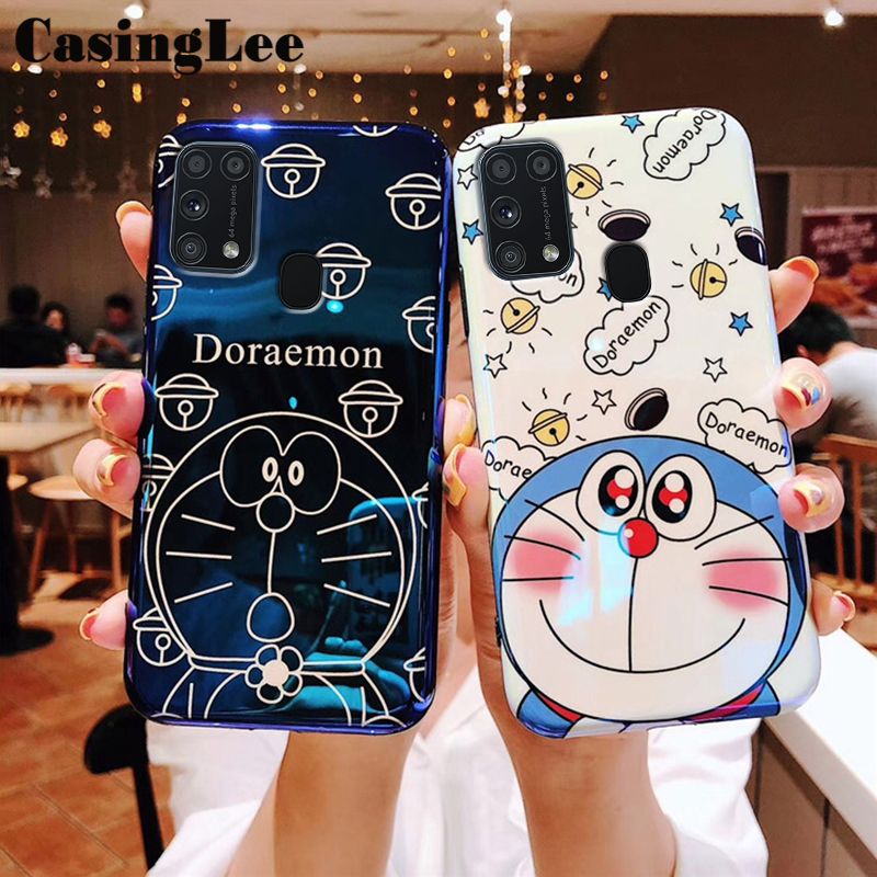 Casinglee For Samsung A21S Case Cute Doraemon Shockproof Cartoon Design Couple Full Protection Back Cover Galaxy A21S Phone case cover