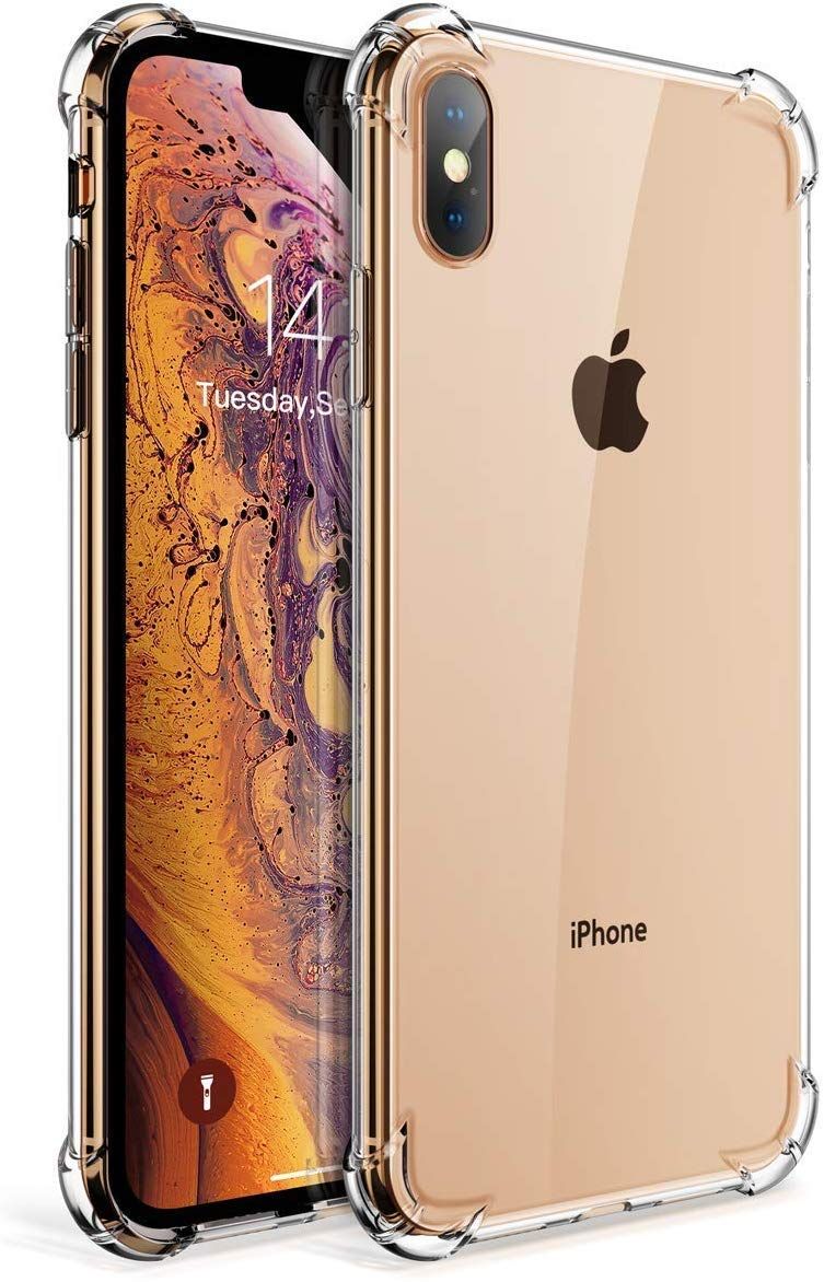 For "Aple iPhon X, XS" Silicone Shock Proof Hard Back Soft Air Corner Bumper Anti-Scratch Cover Case for "Aple iPhon X, XS" (Transparent cover)