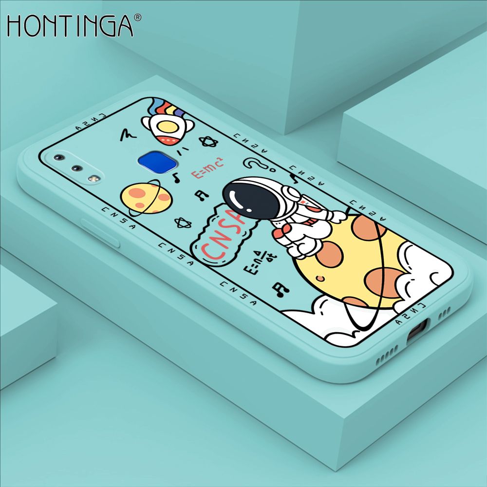 Hontinga for Vivo Y91 Y95 Case Cartoon Astronauts Phone Case Phone Case Soft Square Edge Silicone Cases Full Lens Cover Shockproof Protection Cover