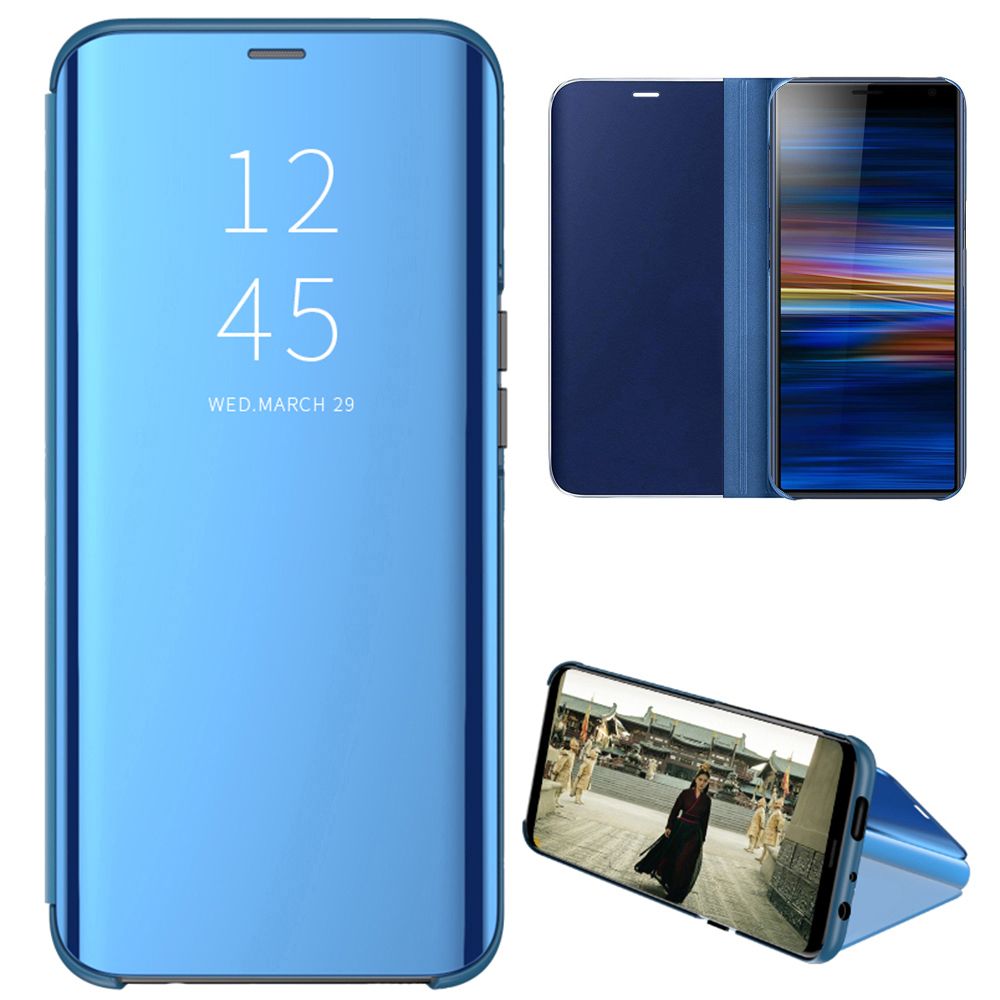 Smart Mirror Flip Phone Case For Sony Xperia 10 Plus View PU Leather Stand Protective Cover