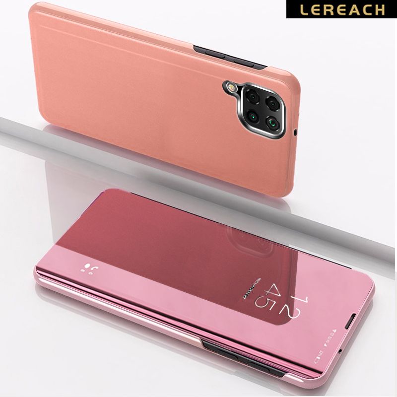 Lereach For Realme 8 5G / V13 5G / Q3 5G / Q3i 5G Cove Case Leather Flip Cover plated Mirror + PU leather Back Cover Case