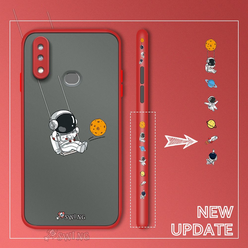UCUC for Samsung Galaxy A10S Back Cover Swing Astronaut Side Printed Design Phone Case Ultra Thin Frosted Cover Shockproof Phone Cover