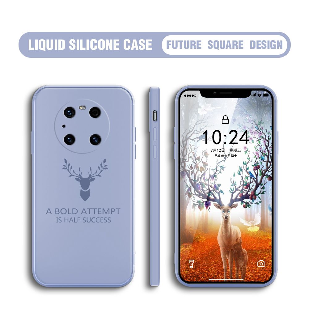 BILI for Huawei Mate 40 Pro Back Cover Simple Antlers Ultra Thin Soft Luxury Square Multicolor Liquid Silicone Phone Case