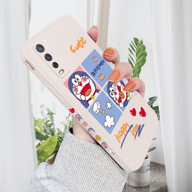 AMORVOR for VIVO Y12A Back Cover Cute Happy Cartoon Side design Soft Case Multicolor Liquid Silicone Phone Cases