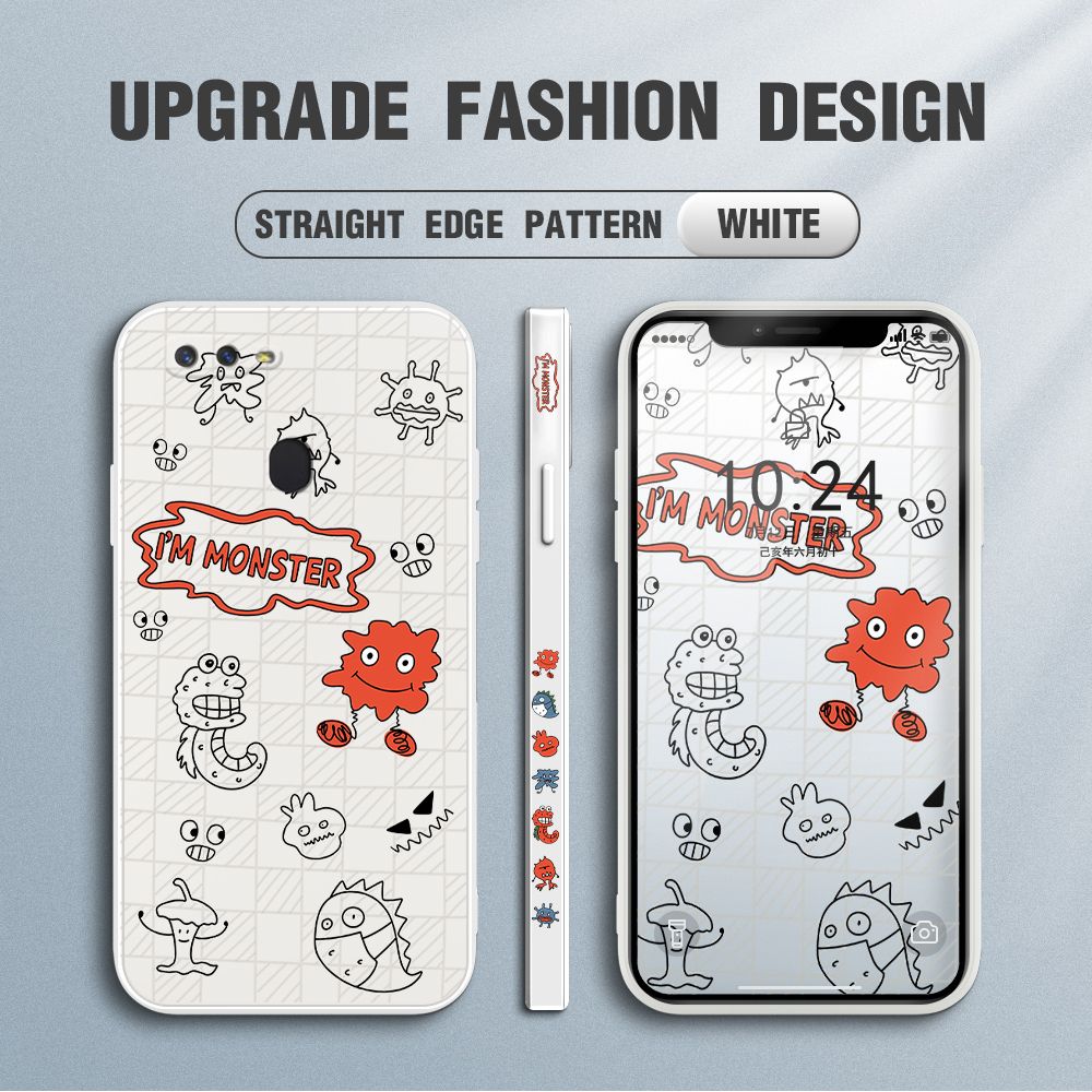 Jizetin for OPPO F9 Case Side Design Phone Cover Printed Text “I Am Monster ” Cover Square Edge Pattern Liquid Silicone Trend Case