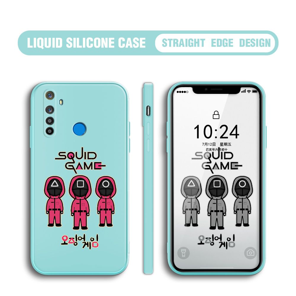 UCUC for Realme 5i Case Trend Cartoon Korean Squid Phone Cover Liquid Silicone Case Phone Protective Case