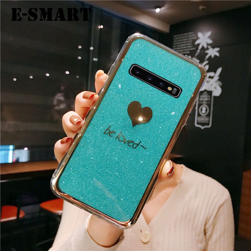 Phone Case Samsung Galaxy S10 Back Fashion Couple Cases Bling Gold Glitter Be Loved Soft Silicone Protector Cover Samsung S10 case